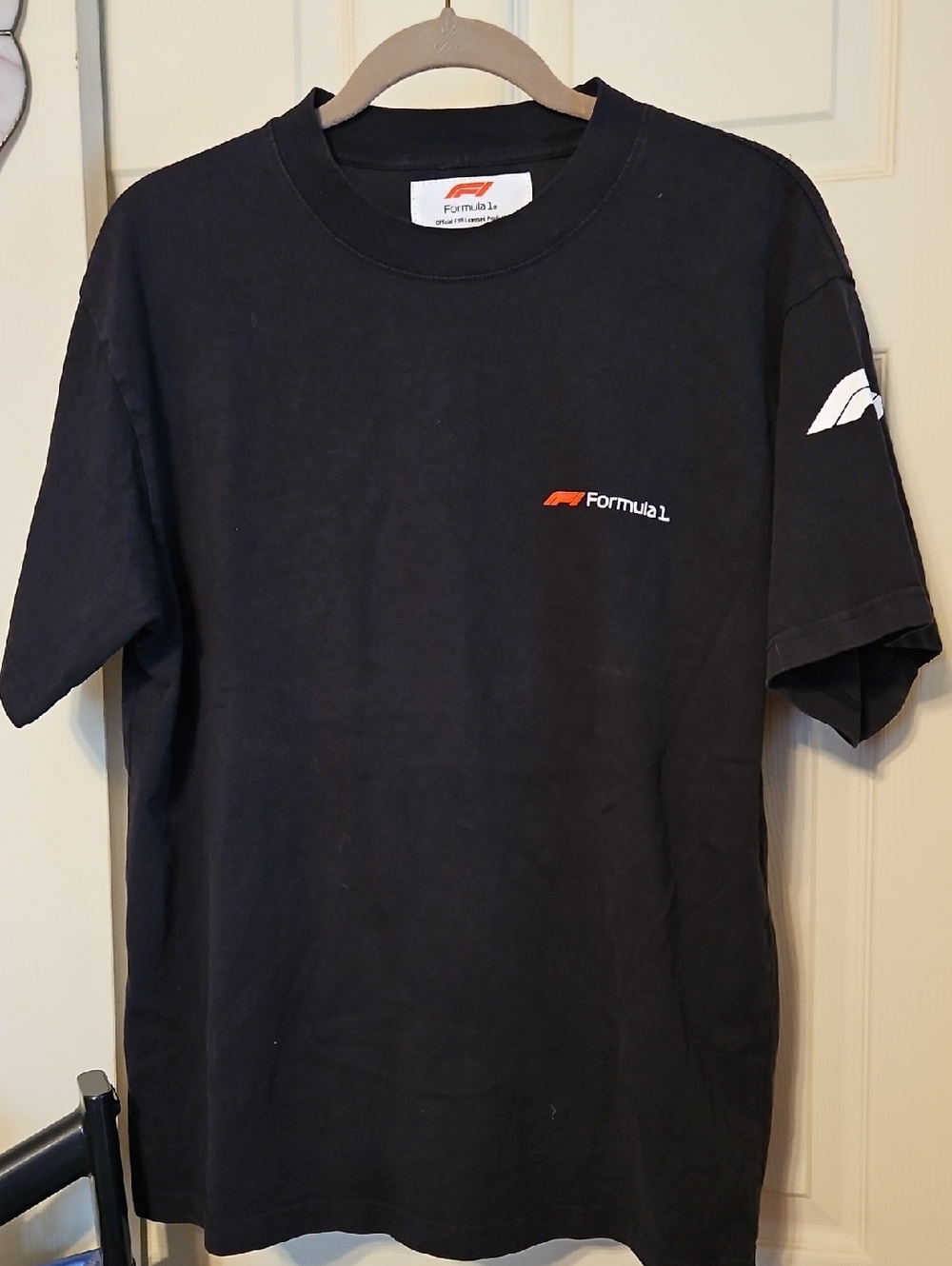 Formula 1 Men's Black Short Sleeve Logo Tee with Red Accent